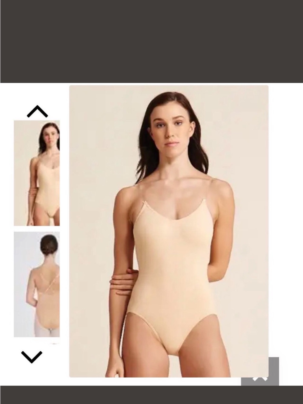 Capezio Nude Camisole Bodysuit base layer leotard with Transparent  Straps